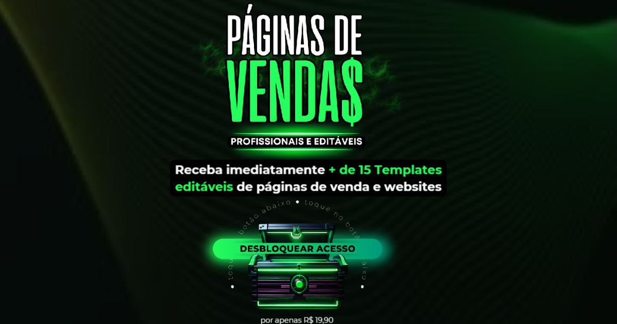 PÁGINAS DE VENDAS PROFISSIONAIS E EDITÁVEIS NO CANVA